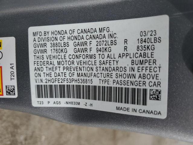 2023 HONDA CIVIC SPOR - 2HGFE2F53PH536815