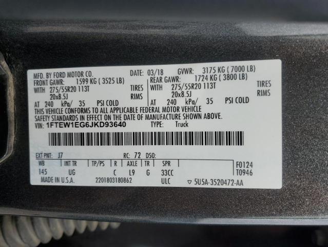 2018 FORD F150 SUPER - 1FTEW1EG6JKD93640