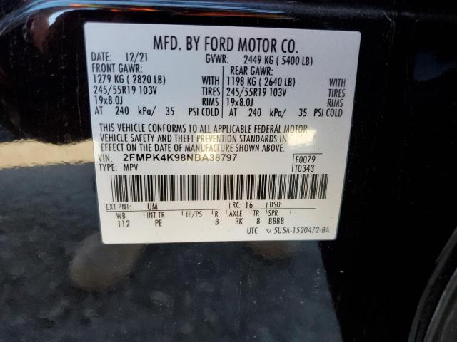2022 FORD EDGE TITAN 2FMPK4K98NBA38797