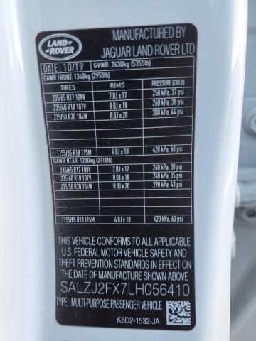 2020 LAND ROVER RANGE ROVE - SALZJ2FX7LH056410
