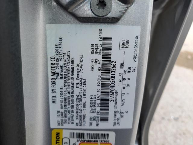 2019 FORD FUSION SE - 3FA6P0HD5KR132662