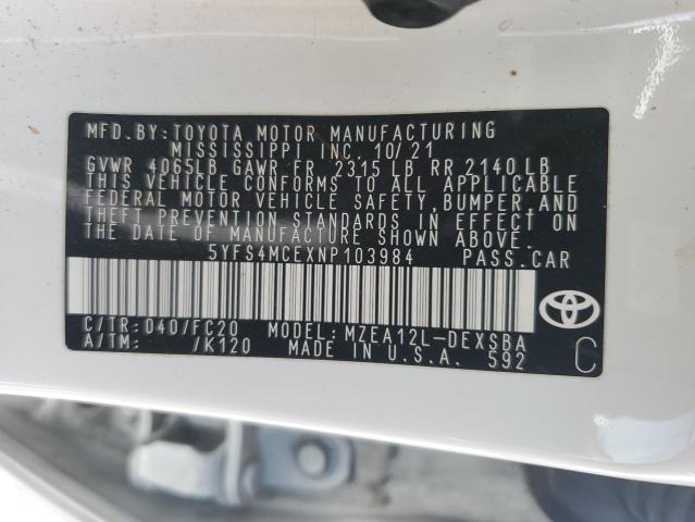 2022 TOYOTA COROLLA SE - 5YFS4MCEXNP103984