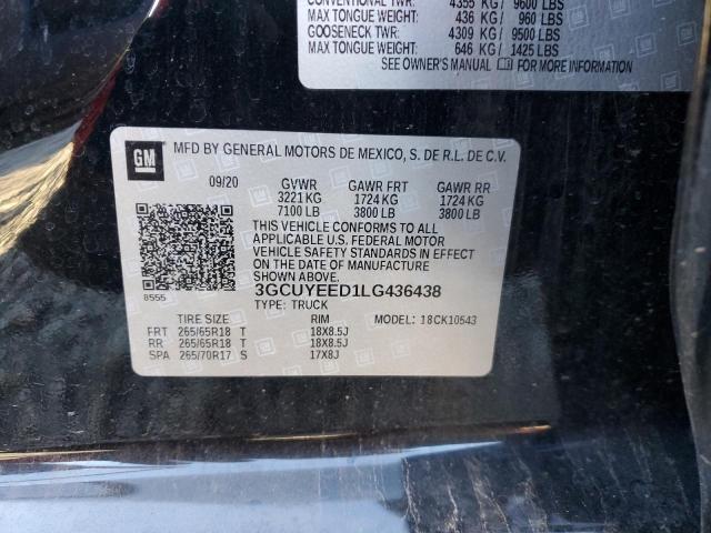 2020 CHEVROLET SILVERADO - 3GCUYEED1LG436438