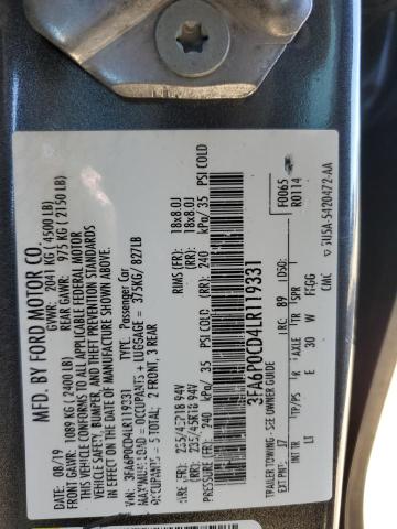 2020 FORD FUSION SEL - 3FA6P0CD4LR119331