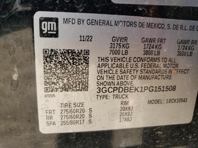 2023 CHEVROLET SILVERADO - 3GCPDBEK1PG151508