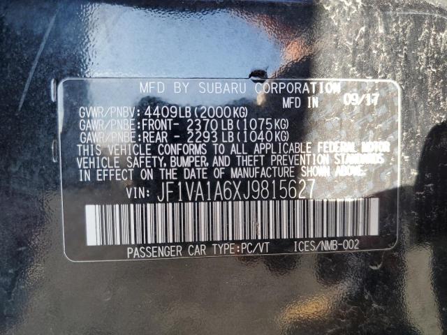 2018 SUBARU WRX JF1VA1A6XJ9815627