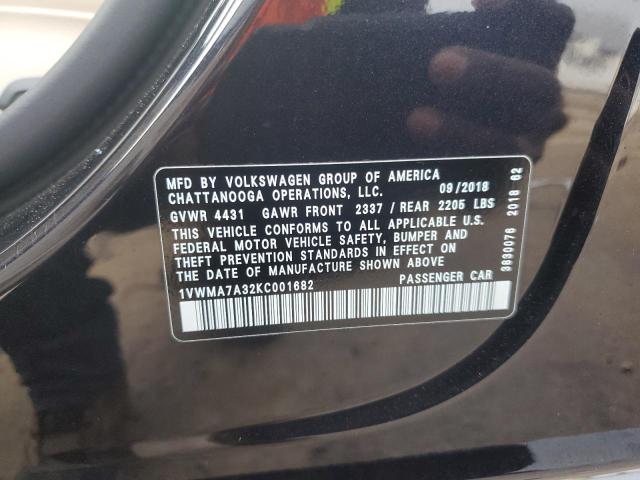 2019 VOLKSWAGEN PASSAT SE - 1VWMA7A32KC001682