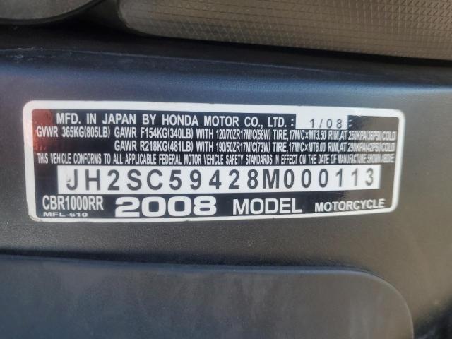 2008 HONDA CBR1000 RR JH2SC59428M000113