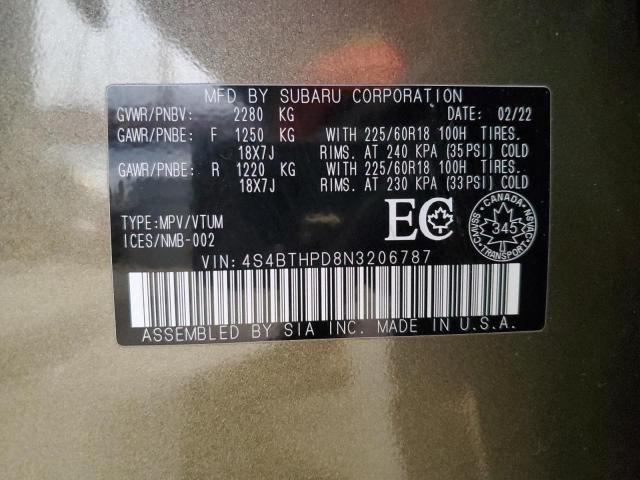 2022 SUBARU OUTBACK PR 4S4BTHPD8N3206787
