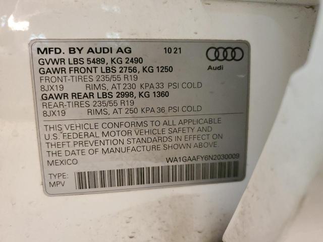 2022 AUDI Q5 PREMIUM - WA1GAAFY6N2030009