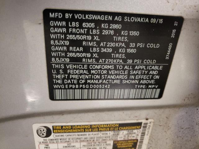 2016 VOLKSWAGEN TOUAREG SP WVGEP9BP5GD005242