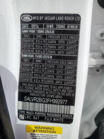 2015 LAND ROVER RANGE ROVE - SALVR2BG3FH992977