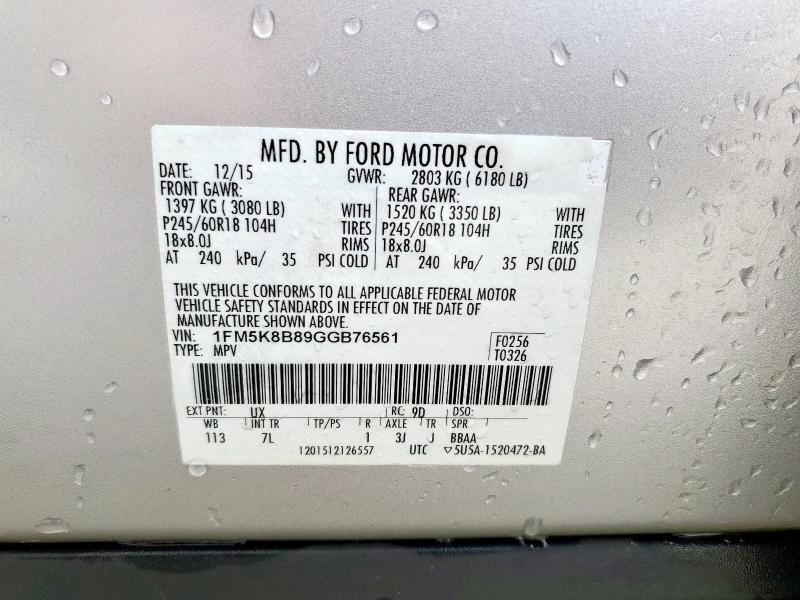 2016 FORD EXPLORER - 1FM5K8B89GGB76561