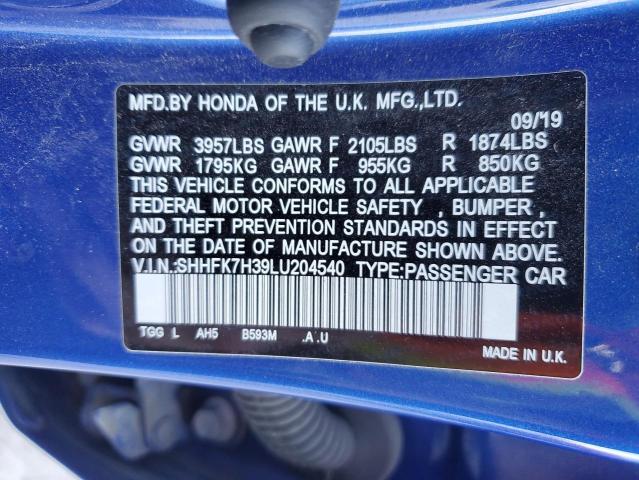 2020 HONDA CIVIC LX - SHHFK7H39LU204540