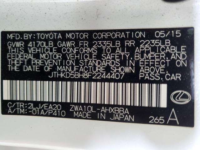 2015 LEXUS CT 200 JTHKD5BH8F2244407