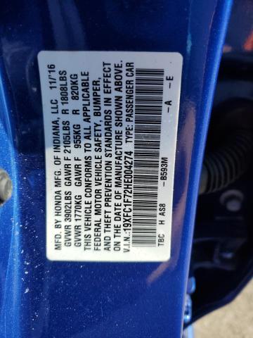 2017 HONDA CIVIC EXL 19XFC1F72HE004274