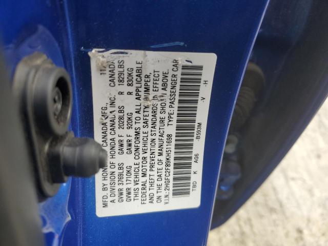 2019 HONDA CIVIC SPOR 2HGFC2F89KH511698