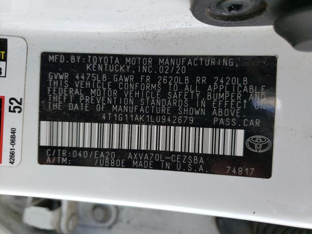 2020 TOYOTA CAMARY SE 4T1G11AK1LU942679