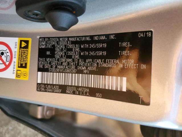 2018 TOYOTA HIGHLANDER - 5TDDZRFH1JS865387