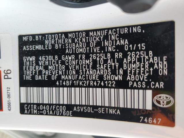 2015 TOYOTA CAMRY LE - 4T4BF1FK2FR474122