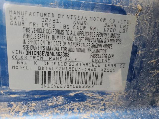 2021 NISSAN VERSA SV - 3N1CN8EV8ML863383