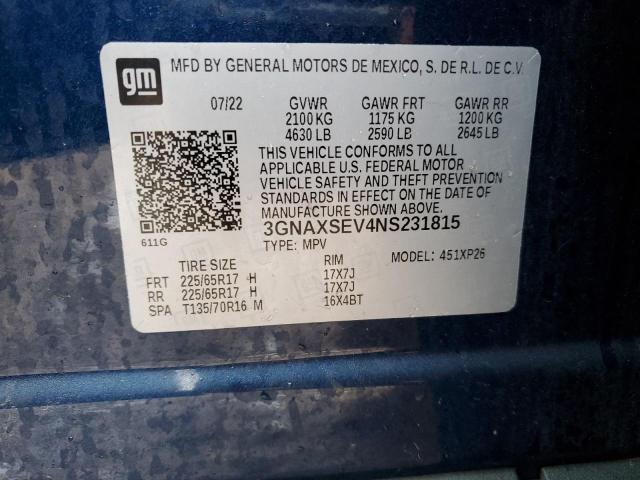 2022 CHEVROLET EQUINOX LS - 3GNAXSEV4NS231815