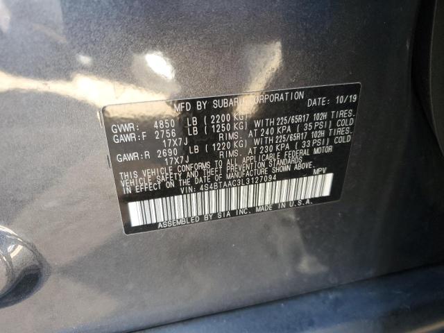 2020 SUBARU OUTBACK 4S4BTAAC3L3127094