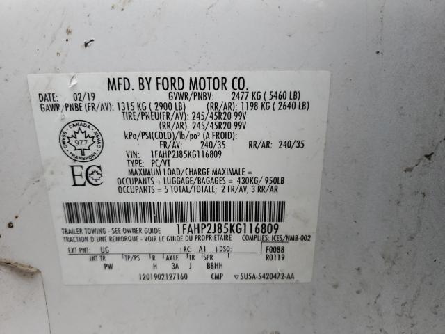 2019 FORD TAURUS LIM - 1FAHP2J85KG116809