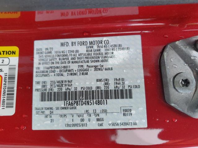 2022 FORD MUSTANG 1FA6P8TD4N5148011