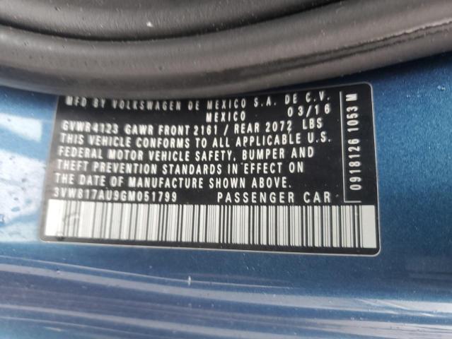 2016 VOLKSWAGEN GOLF BASE 3VW817AU9GM051799