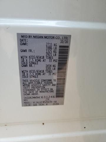 2017 NISSAN PATHFINDER - 5N1DR2MN9HC631246