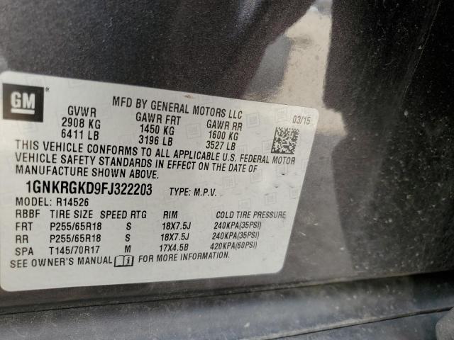 2015 CHEVROLET TRAVERSE L - 1GNKRGKD9FJ322203