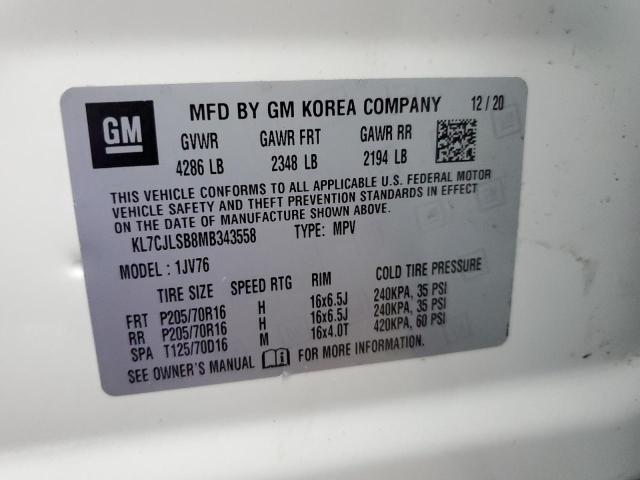 2021 CHEVROLET TRAX 1LT - KL7CJLSB8MB343558