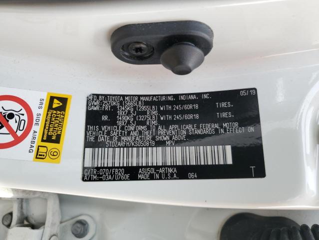 2019 TOYOTA HIGHLANDER - 5TDZARFH7KS050819