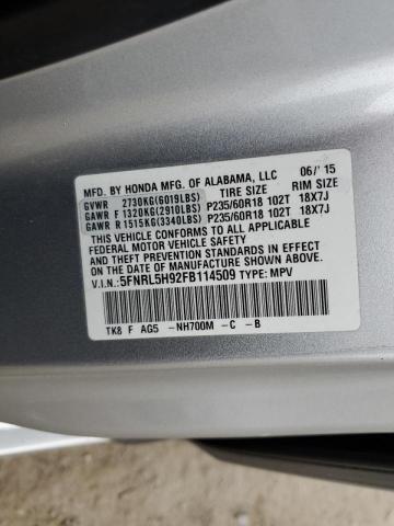 2015 HONDA ODYSSEY TO 5FNRL5H92FB114509