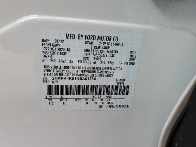 2022 FORD EDGE TITAN - 2FMPK4K91NBA01784