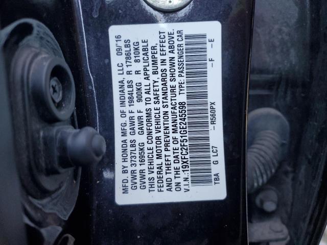 2016 HONDA CIVIC LX - 19XFC2F51GE245598