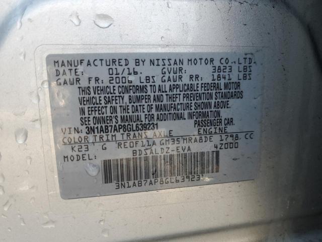 2016 NISSAN SENTRA S - 3N1AB7AP8GL639231