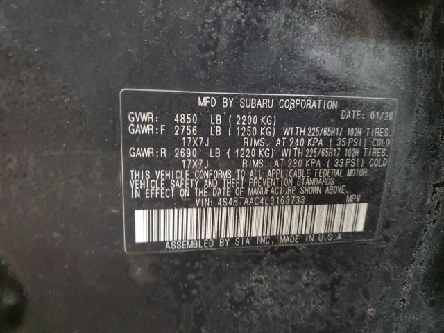 2020 SUBARU OUTBACK 4S4BTAAC4L3163733