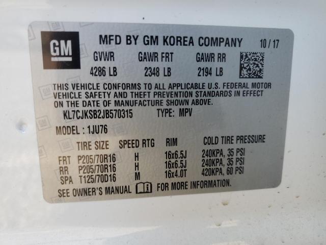 2018 CHEVROLET TRAX LS - KL7CJKSB2JB570315