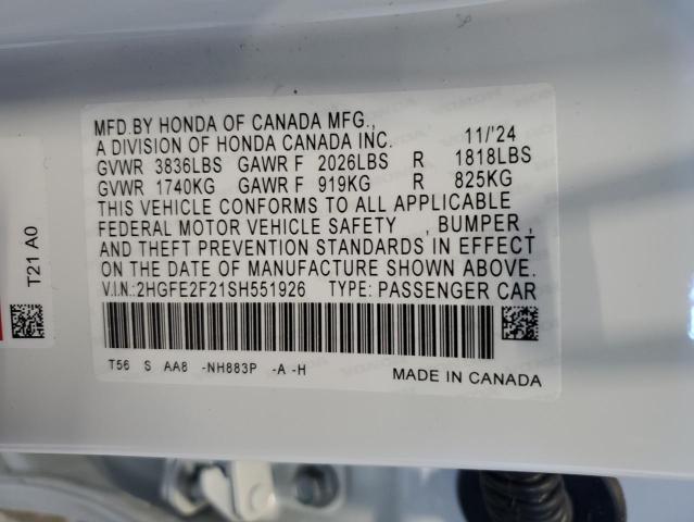 2025 HONDA CIVIC LX - 2HGFE2F21SH551926