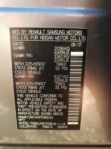 2017 NISSAN ROGUE S KNMAT2MT4HP599242