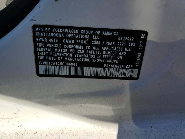 2017 VOLKSWAGEN PASSAT SE - 1VWBT7A32HC065943