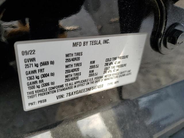 2022 TESLA MODEL Y - 7SAYGAEE3NF547459