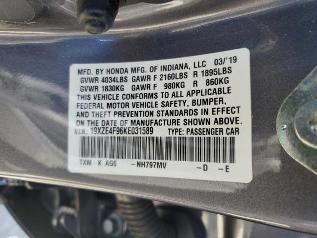 2019 HONDA INSIGHT TO 19XZE4F96KE031589