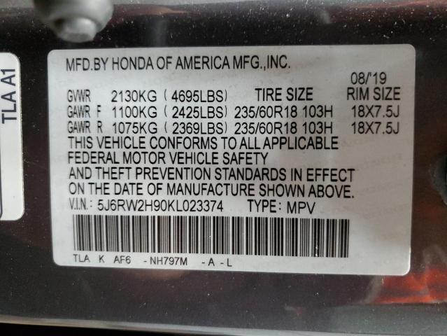 2019 HONDA CR-V TOURI - 5J6RW2H90KL023374