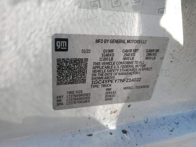 2022 CHEVROLET SILVERADO - 1GC4YPEY7NF214022