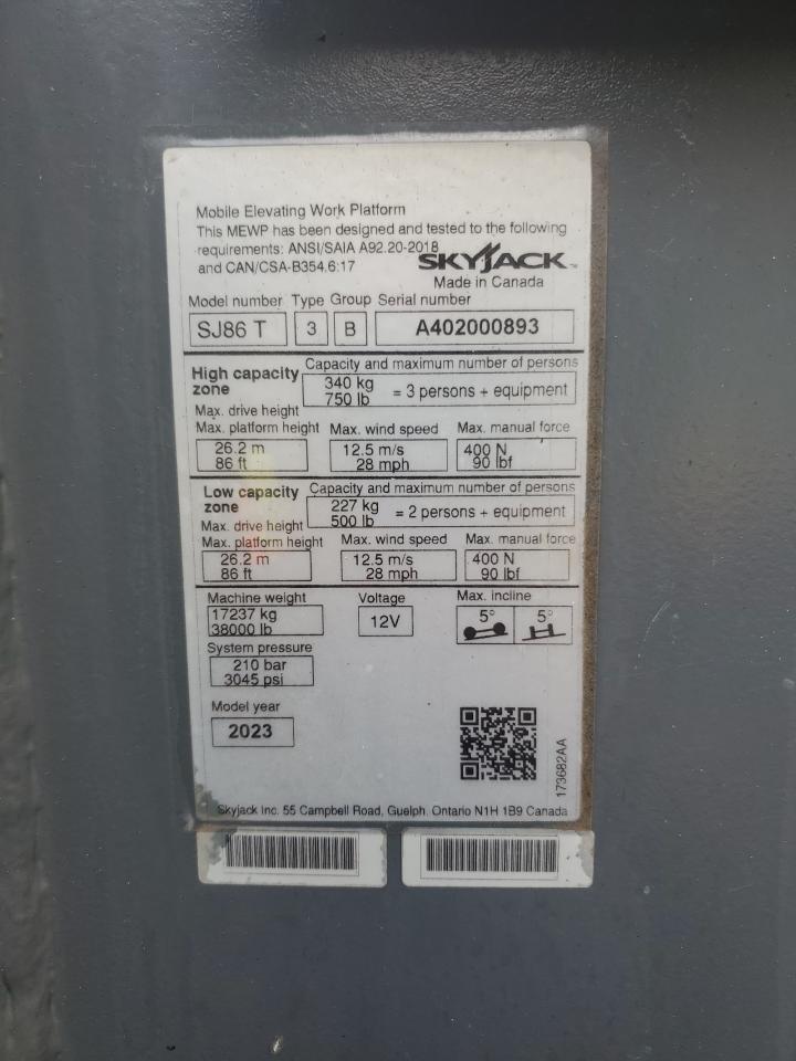 Lot #3074776438 2023 SYJACK SJ86