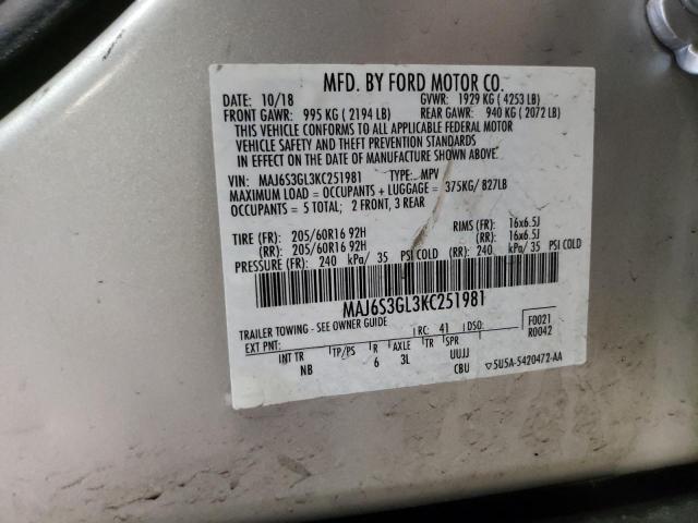 2019 FORD ECOSPORT S MAJ6S3GL3KC251981