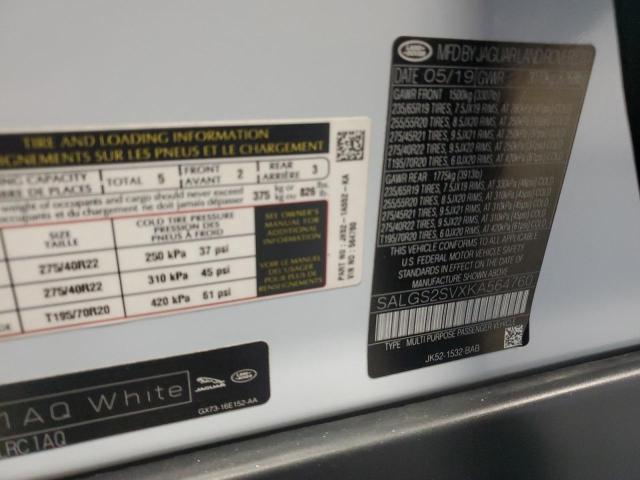 2019 LAND ROVER RANGE ROVE - SALGS2SVXKA564760
